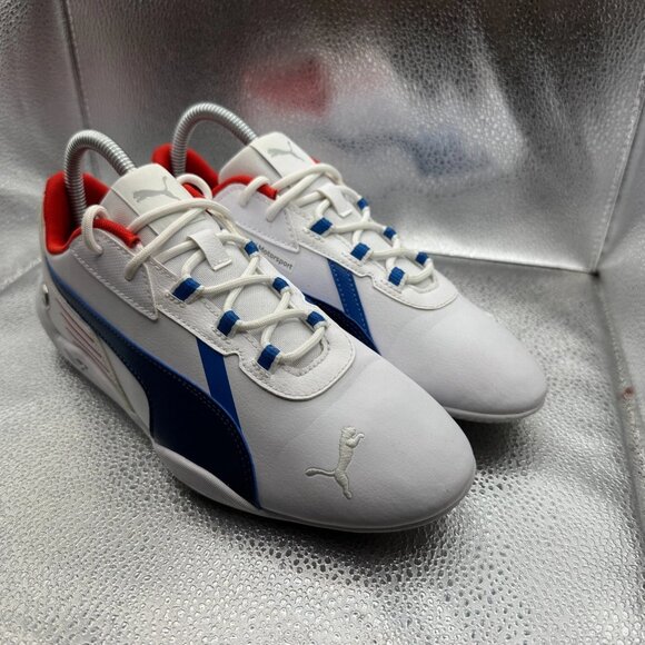 Size 6C Puma BMW MMS R-Cat Machina White Blue Red Mens Lace-Up Motorsport Shoe - Picture 3 of 10